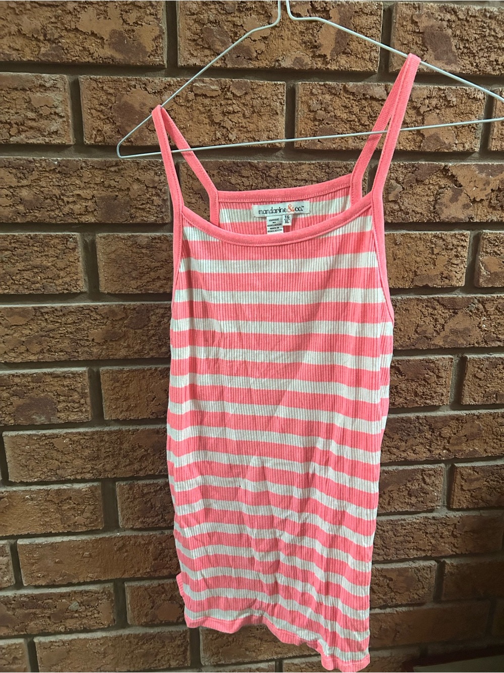 Ladies’ Pink and White Striped Ribbed Tank Top